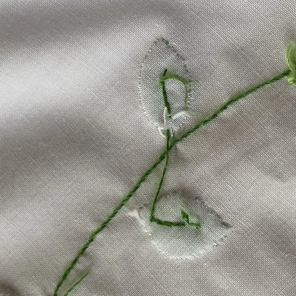 Vintage 70s Hand Sewn Embroidered Applique Floral Tablecloth 70x88